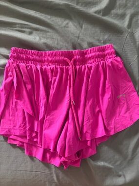 Women's Hot Pink Athletic Ruffle Shorts